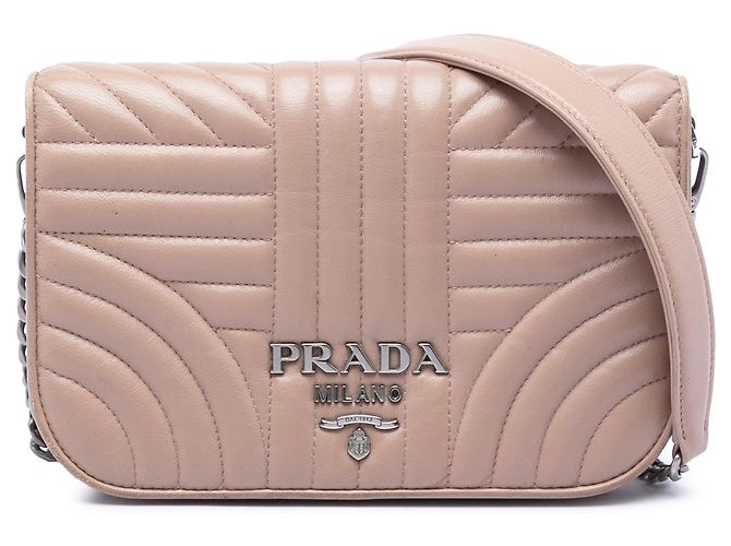 Prada Marron Mini Soft Calf Impunture Diagramme Crossbody