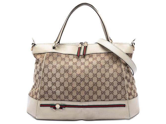 Bolsa Gucci Bege GG Canvas Web Mayfair