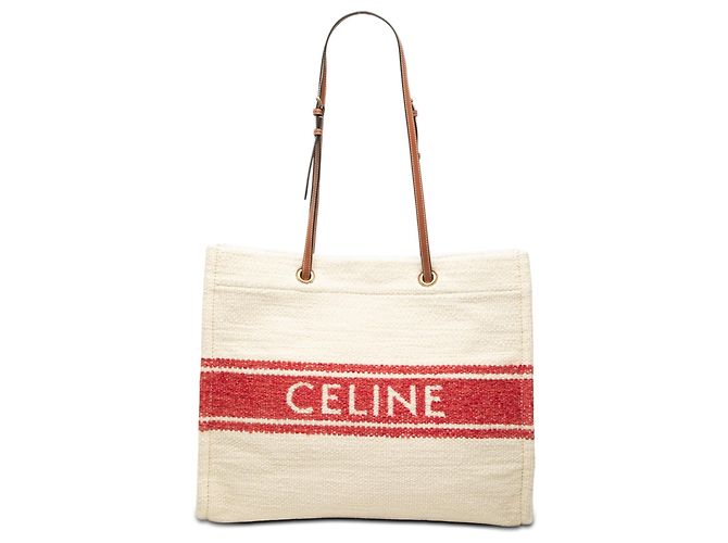 Céline Celine Plein Soleil Canvas Square Cabas Tote in Beige