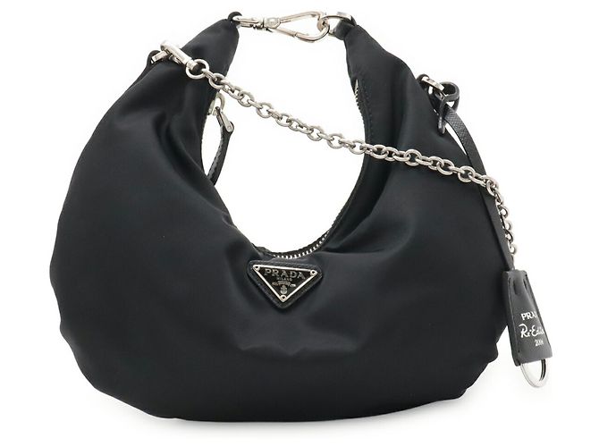 Prada Triangle Chain Schultertasche Schwarz