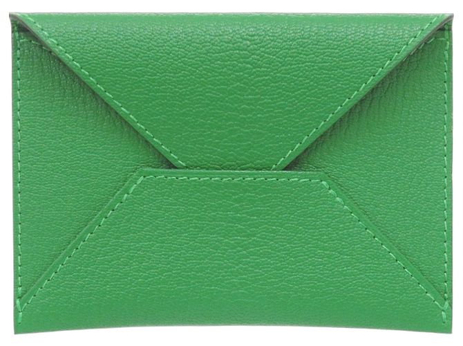 Hermès Hermes Green Chevre Mysore Leather Business Card Case