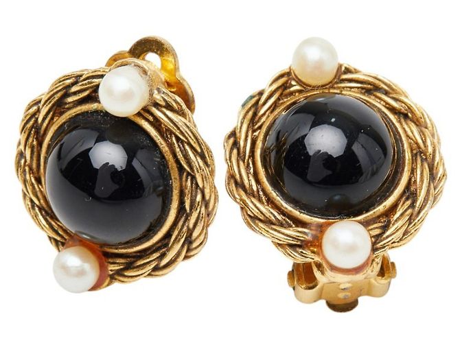 Orecchini a clip Chanel neri e oro Nero D'oro 