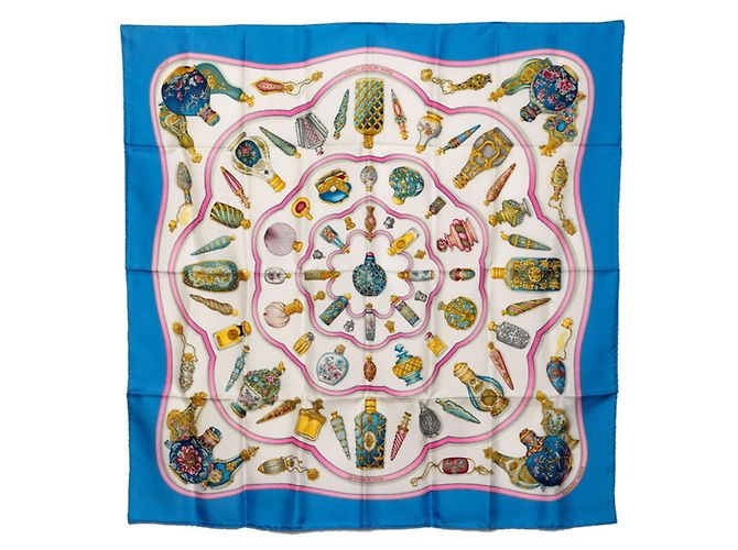Hermès Sciarpa Hermes Carre 90 Qu'importe le flacon Bianco Multicolore