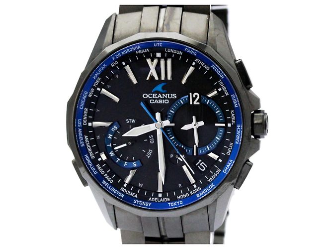 Relógio CASIO Oceanus Titanium Manta Solar Masculino OCW-S3400B-1AJF