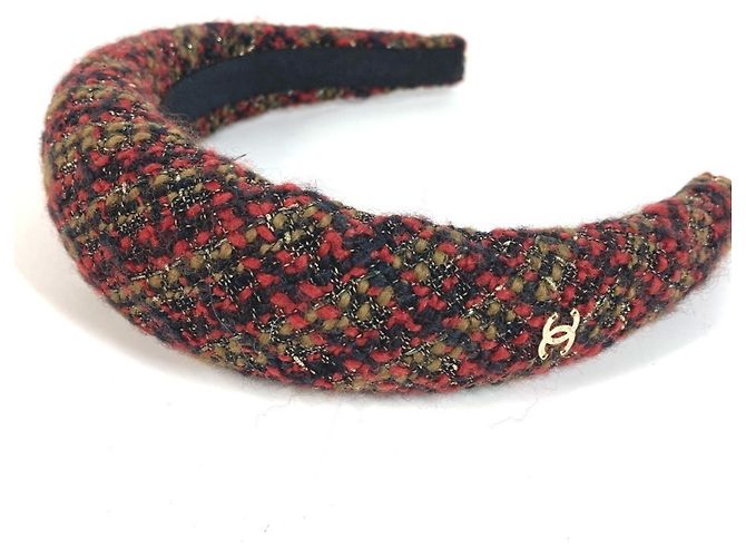 Cerchietto CHANEL 21K Tweed CC Coco Mark Rosso