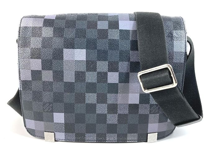 Louis Vuitton N40072 Damier Graphite Pixel District PM Shoulder Bag Black