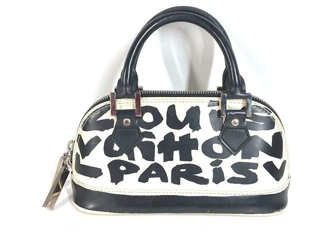 Sac cabas Louis Vuitton Graffiti Alma PM Noir Blanc