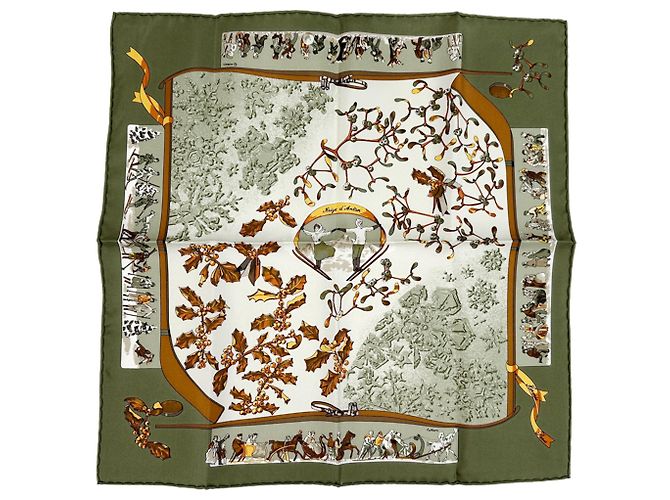 Sciarpa in seta Hermès - Petit Carré, Neige d'Antan Multicolore Verde