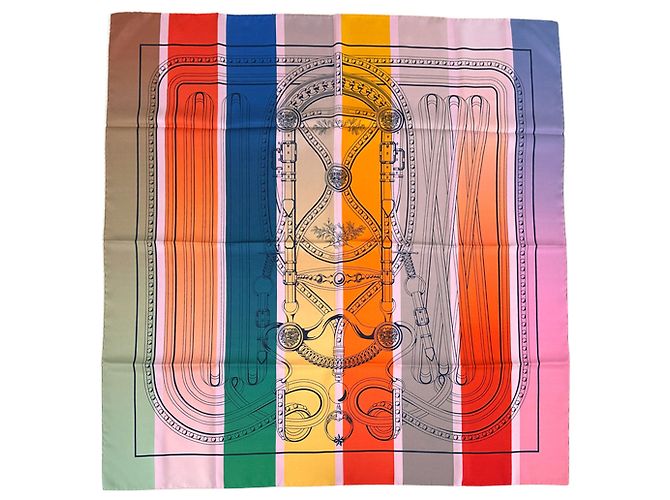 Hermès Sciarpa in seta double face Hermes Rosa Blu Multicolore 