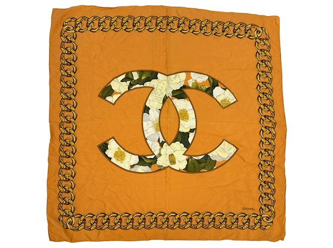 Sciarpa in seta multicolore Chanel Arancione 