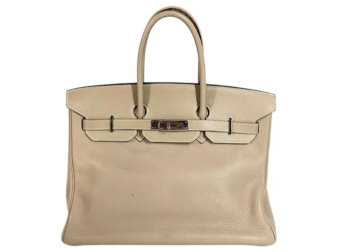Birkin Bolsa Tote de couro Togo bege Hermès