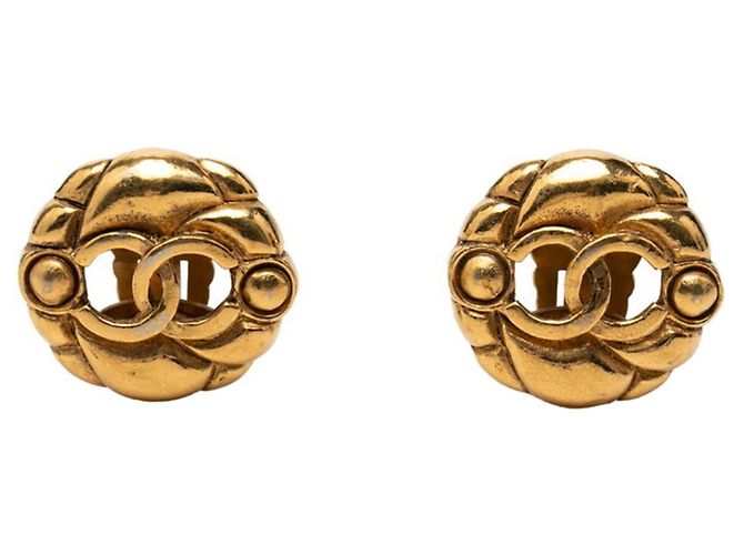 Orecchini tondi vintage Chanel Coco Mark D'oro