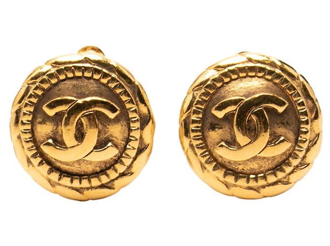 Pendientes redondos Chanel Coco Mark Dorado