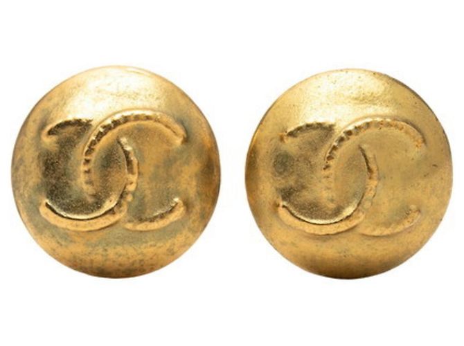 Orecchini a clip rotondi Chanel Coco Mark Vintage D'oro