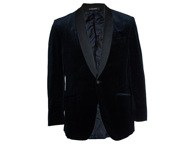 Autre Marque Giacca da smoking in velluto nero Richard James