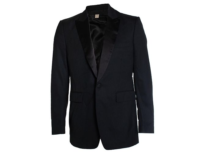 Burberry, Blazer de seda e lã de abotoamento simples Preto