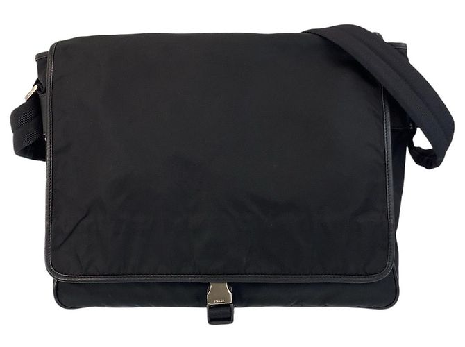 Borsa Messenger Prada Nylon Tessuto Triangle Logo Nero
