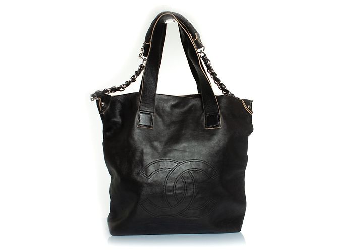 Chanel, Borsa tote 2way Deca coco in pelle nera Nero