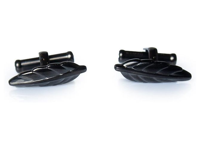 Montblanc Mont blanc, gunmetal feather cufflinks Black