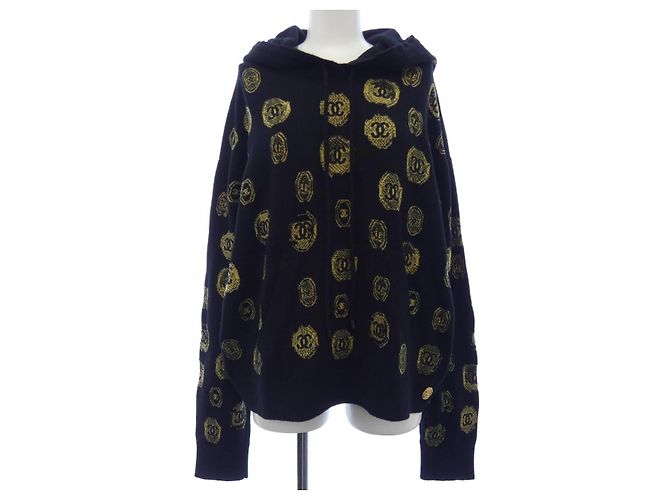 Timeless Sudadera con capucha de cachemira Chanel Negro Amarillo