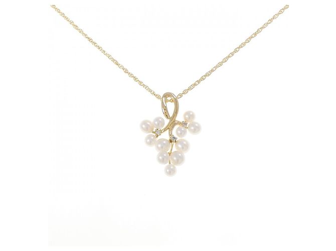 Autre Marque Collana con perle d'acqua dolce e diamanti Au750 D'oro