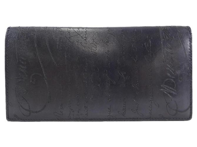 Berluti Espace Scritto Leather Wallet Black