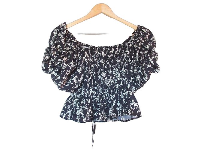 Autre Marque LILY BROWN Vintage Flower Pattern 2way Cropped Pullover Black