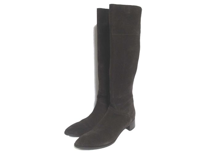 Botas longas de camurça Jil Sander Marrom Castanho escuro