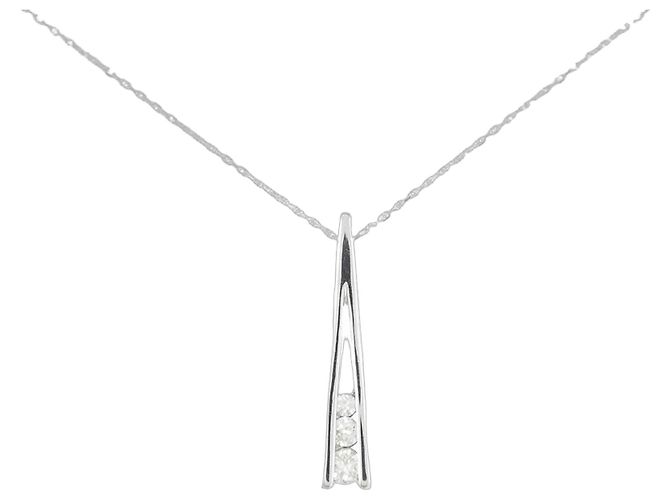 Autre Marque Colar de ouro branco Au750 e diamantes