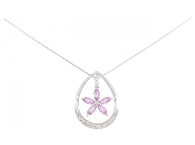 Autre Marque Saphir-Diamant-Halskette Au750 Silber