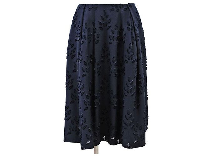 Autre Marque FOXEY Blätter-Rock aus Velours-Jacquard Blau Marineblau