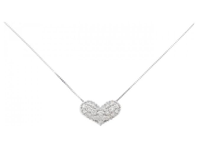 Autre Marque Collar de oro blanco 10K y diamantes Plata