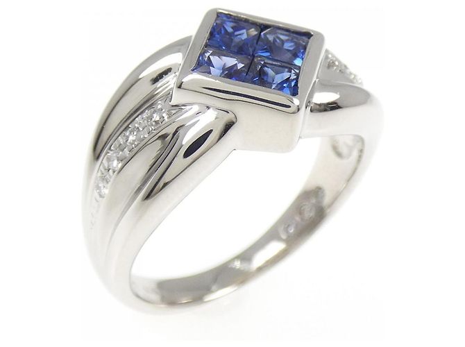 Autre Marque Saphir-Diamant-Ring aus Pt900 Blau
