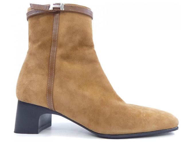 Hermès Chèvre Velours Kalbsleder-Stiefel Braun