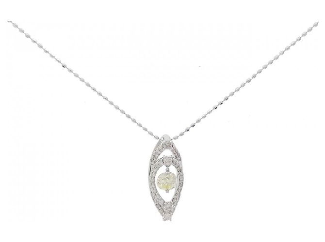 Autre Marque Au750 Weißgold Diamant Halskette Silber
