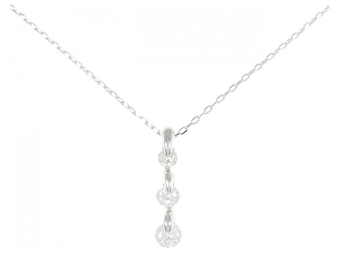 Autre Marque Platin-Diamant-Halskette Silber
