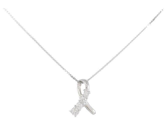 Autre Marque Pt900/Pt850 Diamant-Halskette Silber
