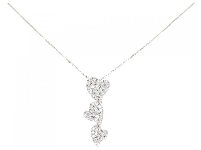 Autre Marque K14WG Herz-Diamant-Halskette Silber