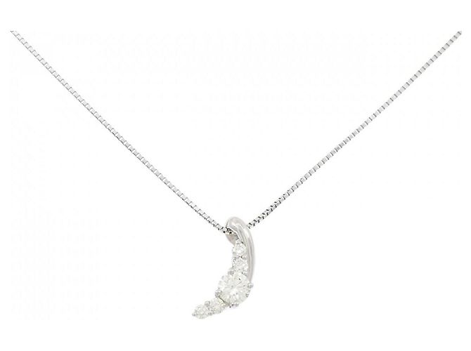 Autre Marque Pt900/Pt850 Diamant-Halskette Silber