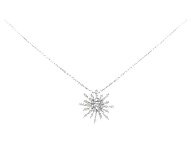Autre Marque Colar de ouro branco Au750 e diamantes Prata