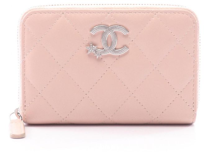 Chanel Matelassé Coco Mark Star Rundgeldbörse Pink
