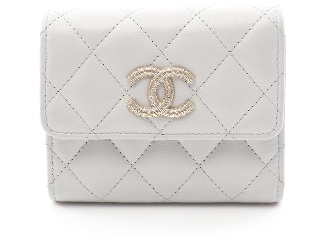 Cartera tríptico matelassé gris Chanel Castaño