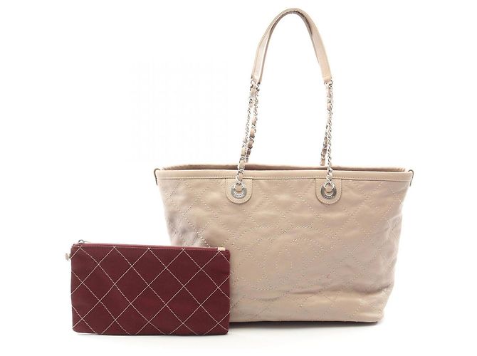 Sac cabas Chanel Wild Stitch Beige