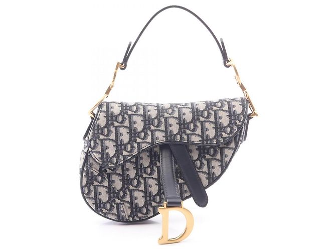 Mini borsa Saddle Christian Dior Beige Blu navy