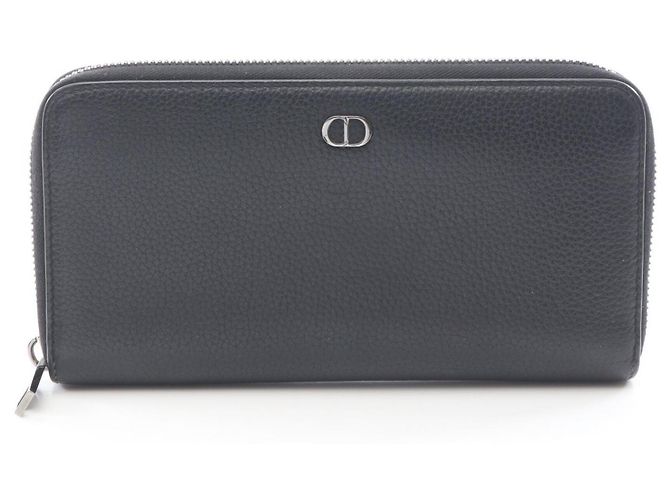 Portafoglio lungo in pelle nera Christian Dior Nero