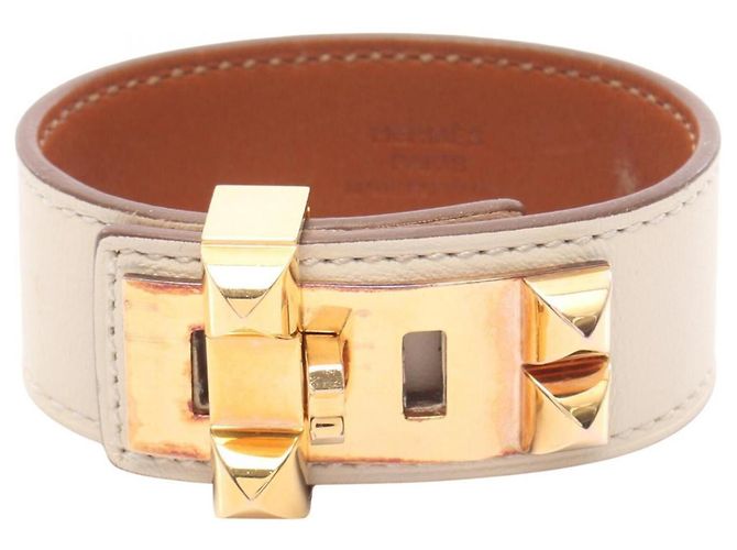 Hermès Hermes Collier de Chien 24 Bangle Accessoire Doré Écru