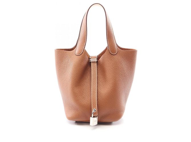 Hermès Bolsa Hermes Picotin Lock PM Marrom Cru