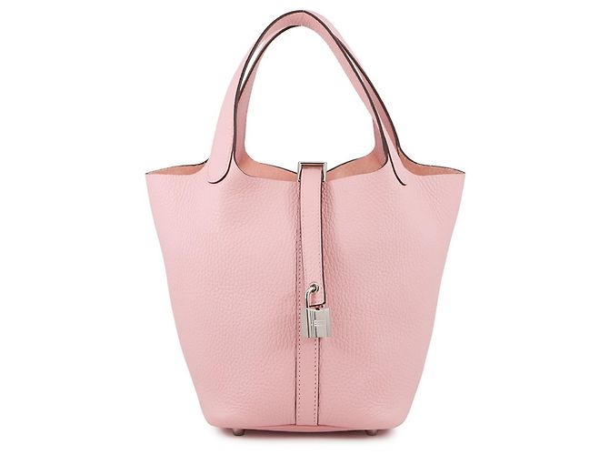 Hermès Bolsa Hermes Picotin Lock PM na cor Rose Sakura Rosa
