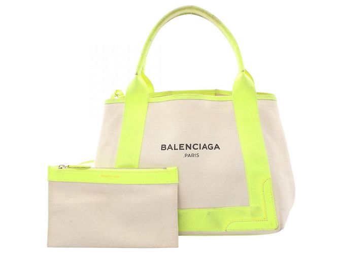 Balenciaga Navy Cabas S Tragetasche Weiß Gelb