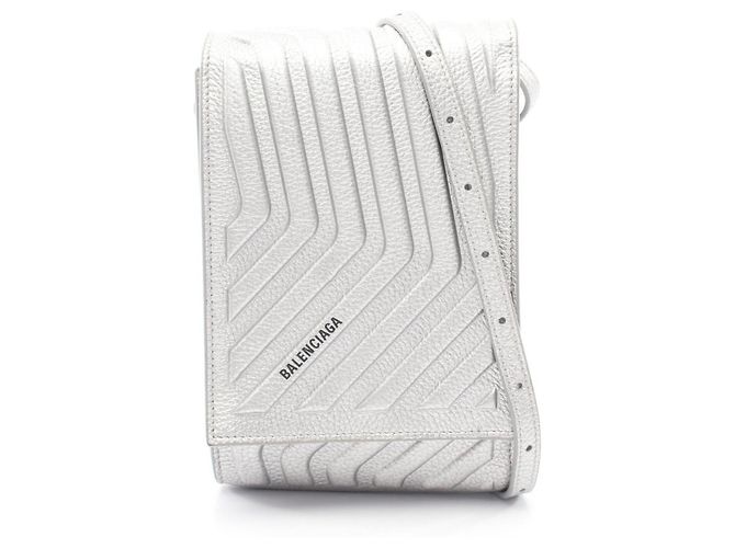 Borsa a tracolla in pelle argento Balenciaga